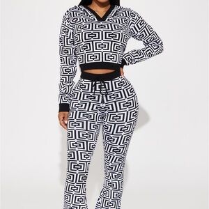 Balmain Black and White Geometric Hoodie